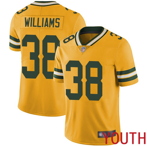 Green Bay Packers Limited Gold Youth #38 Williams Tramon Jersey Nike NFL Rush Vapor Untouchable->youth nfl jersey->Youth Jersey